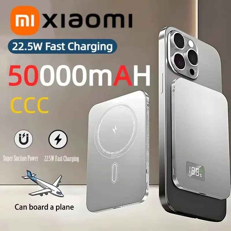 Xiaomi 50000mAh رقيقة المغناطيسي اللاسلكية PowerBank PD22.5W شحن سريع بطارية خارجية ل Magsafe آيفون سامسونج 2025 جديد