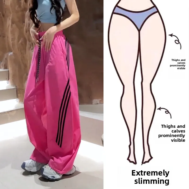 

Quick Dry Ice Silk Wide Leg Pants Women Summer Thin Large Size Casual Sports Long Trousers High Waist Comfortable Breathable