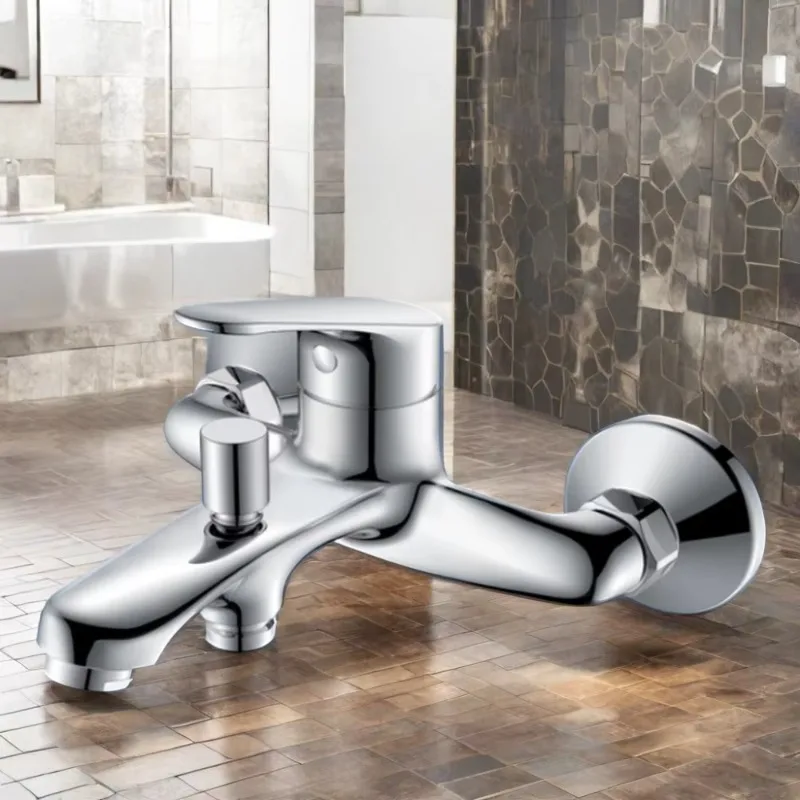 Economic Single-Handle Brass Bath Shower Faucets Free Standing Cooper Bathhtub Faucet Shower Mixer Taps Modern Design for Hotels