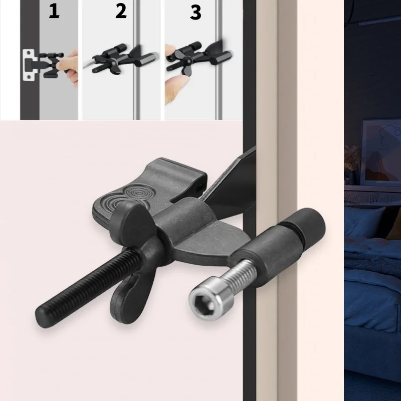 Portable Hotel Door Lock Zinc Alloy Nut Adjustment Travel Hotel Lock Anti-Theft Door Stopper Privacy Door Lock for Any Doors