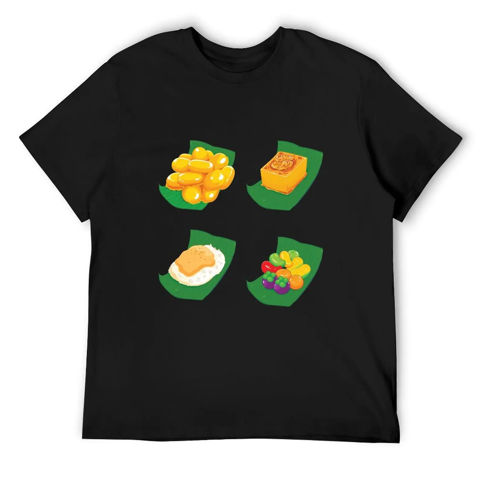 Ассорти тайской футболки с десертами Khanom, топы больших размеров, винтажная футболка с рисунком, мужские футболки