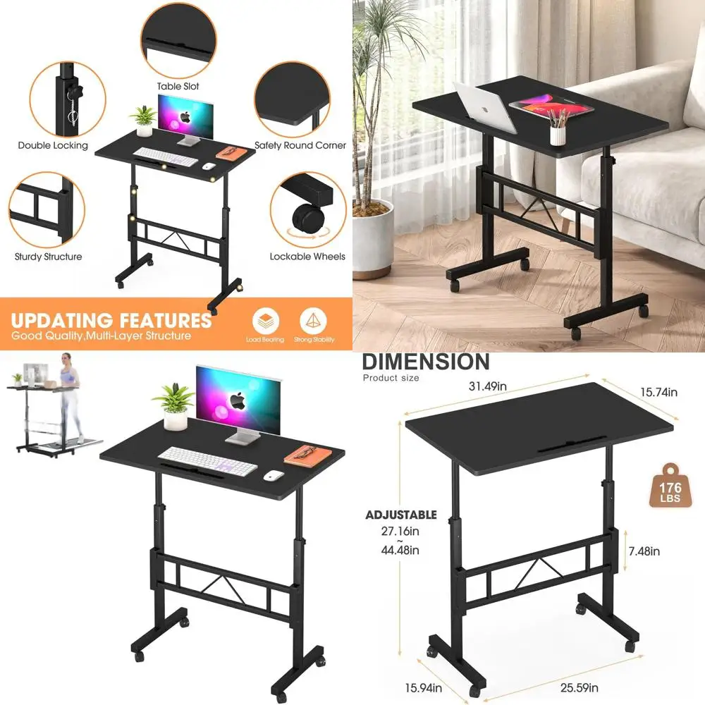 

Compact Adjustable Height Desk for Laptop, Portable Standing Desk for Office and Home (Black)