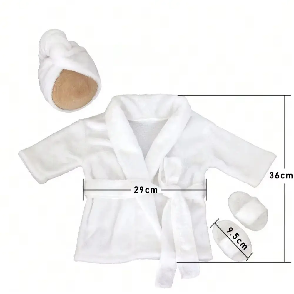 Soft Fleece Newborn Photography Props Baby Bathrobe Leopard Infant Photo Shoot Outfit Boy Girl Robe Towel Shoes 3Pcs Set