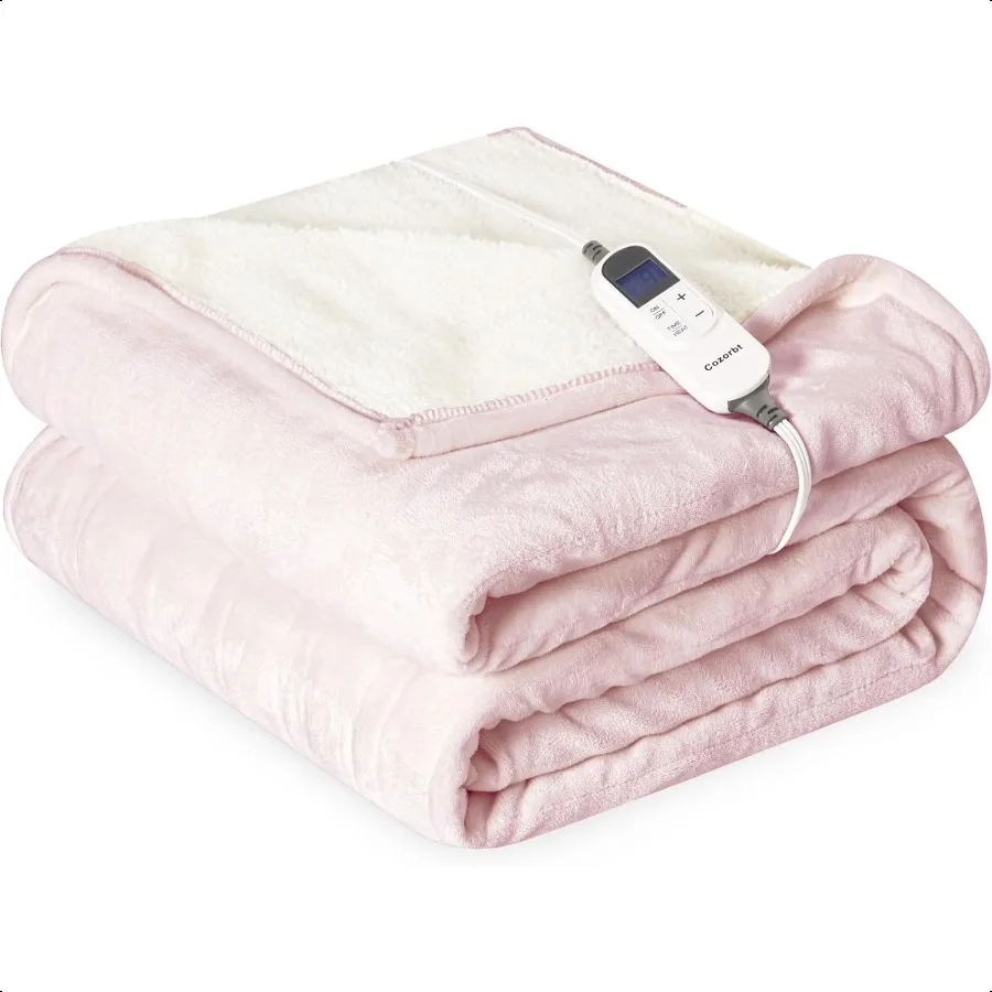 

Тепловое одеяло 50x60 ThrowSoft Фланелевое двустороннее электрическое одеяло из шерпа с 10 настройками нагрева, 12 настройками таймера и 8 часами авто