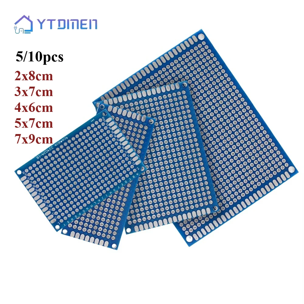 5/10 шт. печатная плата прототипная плата двухсторонняя синяя 2x8 см 3x7 см 4x6 см 5x7 см 7x9 см печатные платы для электронной пайки DIY
