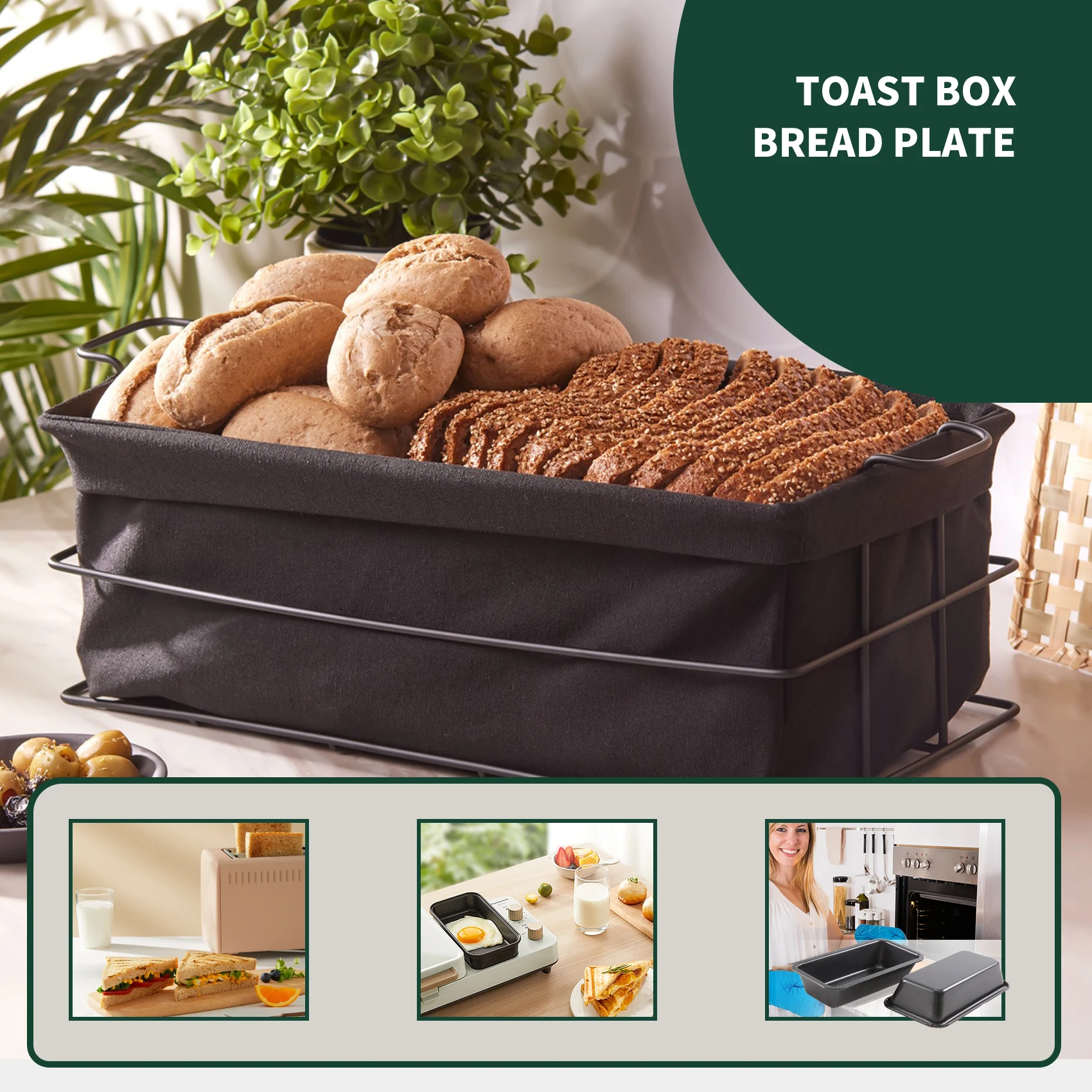 J1UL1N 2Pcs Bread Pans For Baking Nonstick Carbon Steel Loaf Pan Tray Toast Mold Cake Loaf Pastry Toast Box Baking Pan Bakeware