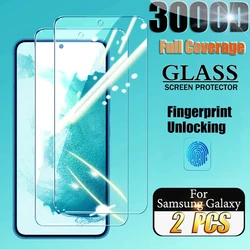 2PCS Fingerprint Unlocking Tempered Glass For Samsung Galaxy S24 Ultra S23 S22 S21 Plus Screen Protector For Samsung S21 S20 FE