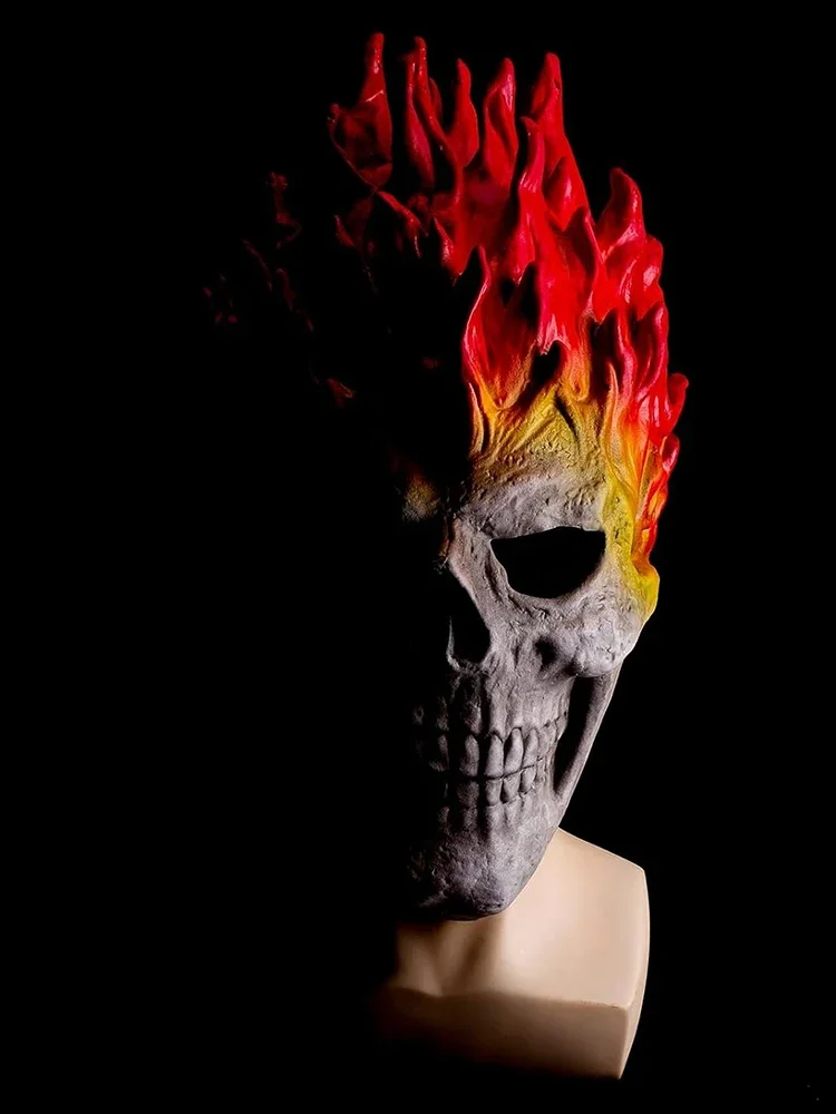 Máscara de cabeza completa de calavera espeluznante para Halloween, guerrero de la muerte para adultos, cabeza completa, cubierta de cabeza de látex realista, máscara de esqueleto para Cosplay de fiesta aterradora