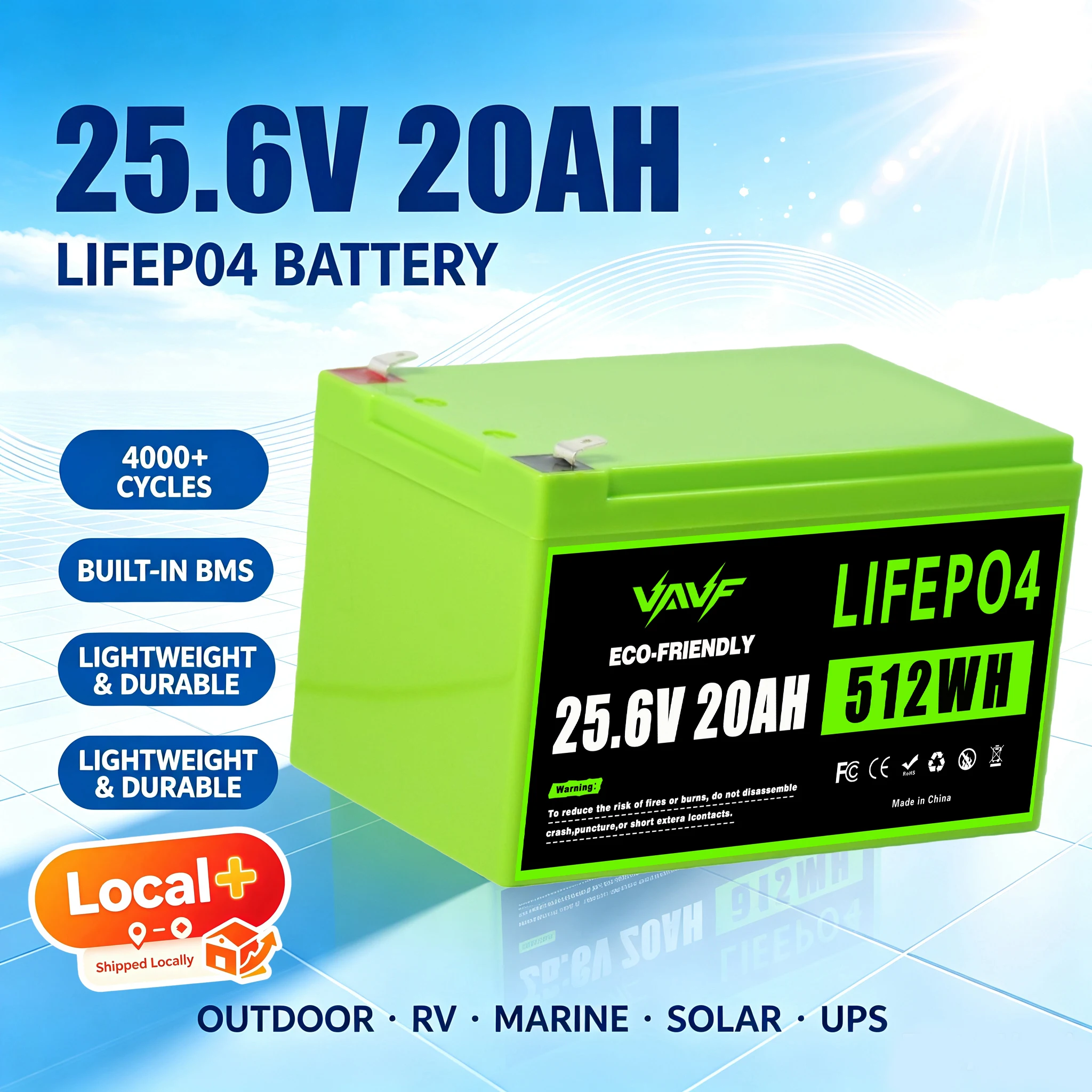 24V 20000mAh LiFePO4-Akkupack mit integriertem BMS, wiederaufladbar, EU-Lagerversand für Heimspeicher, Wohnmobile, Wohnwagen, Outdoor-Camping, CCTV-Überwachung, Roboter-Rasenmähsystem