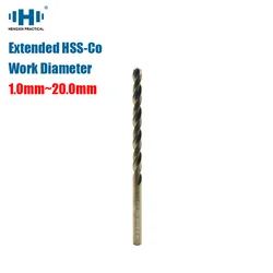 1.0mm-7.5mm 10pcs  Extended HSS-Co M35 Twist Fine Drill Straight Shank Drill Micro Straight Shank Wood Tools for Electric Drills