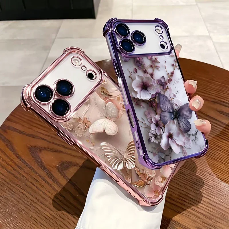 Adorable Butterfly Electroplated Case For Samsung A57 A56 A55 A16 A54 A53 A27 A37 A52 A35 A15 A06 A36 A12 A23 A34 5G Clear Cover