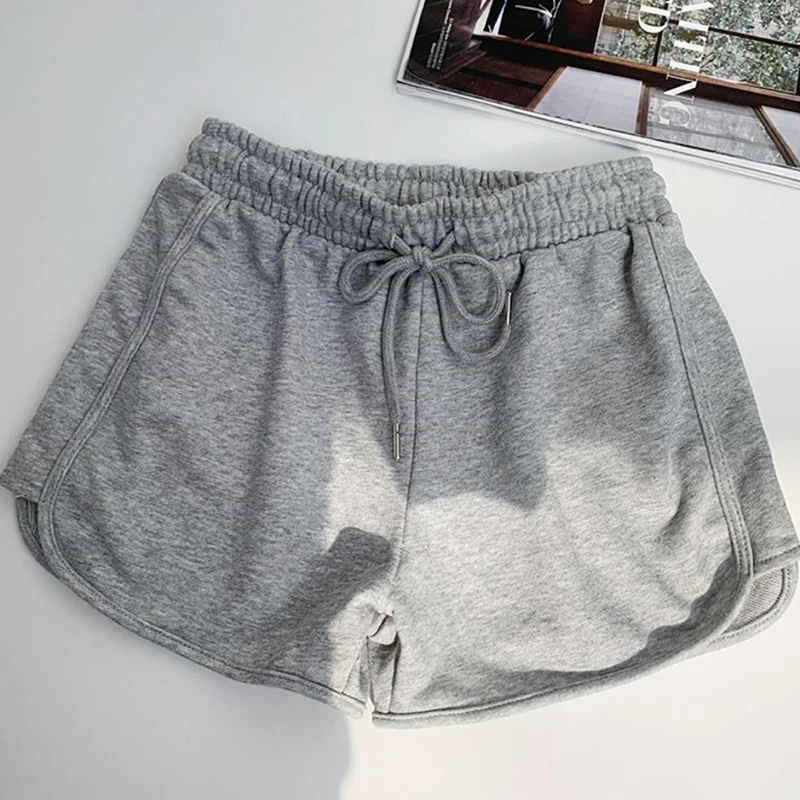 Calções casuais pretos femininos, todos os fósforos, slim, linha A, cintura alta, moda coreana, verão, sólido, esportes, feminino Ins