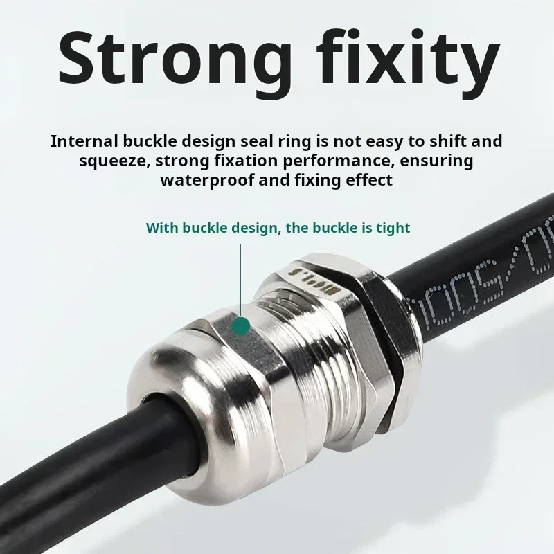 IP68 5Pcs For 1-14mm Wire Cable Stainless Steel Metal Waterproof Cable Gland Connector PG9 PG7 PG11 M6 M8 M10 M12 Cable Gland