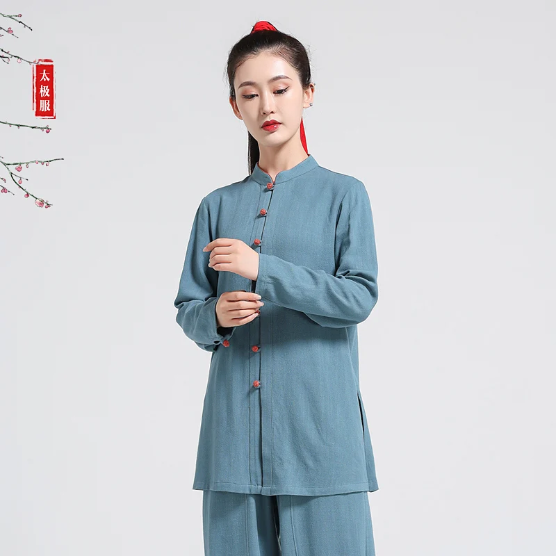 New Women's Linen Cotton Tai Chi Suit, Chinese Style Multi-Color Uniform for Spring/Autumn Martial Arts Performance & Practice