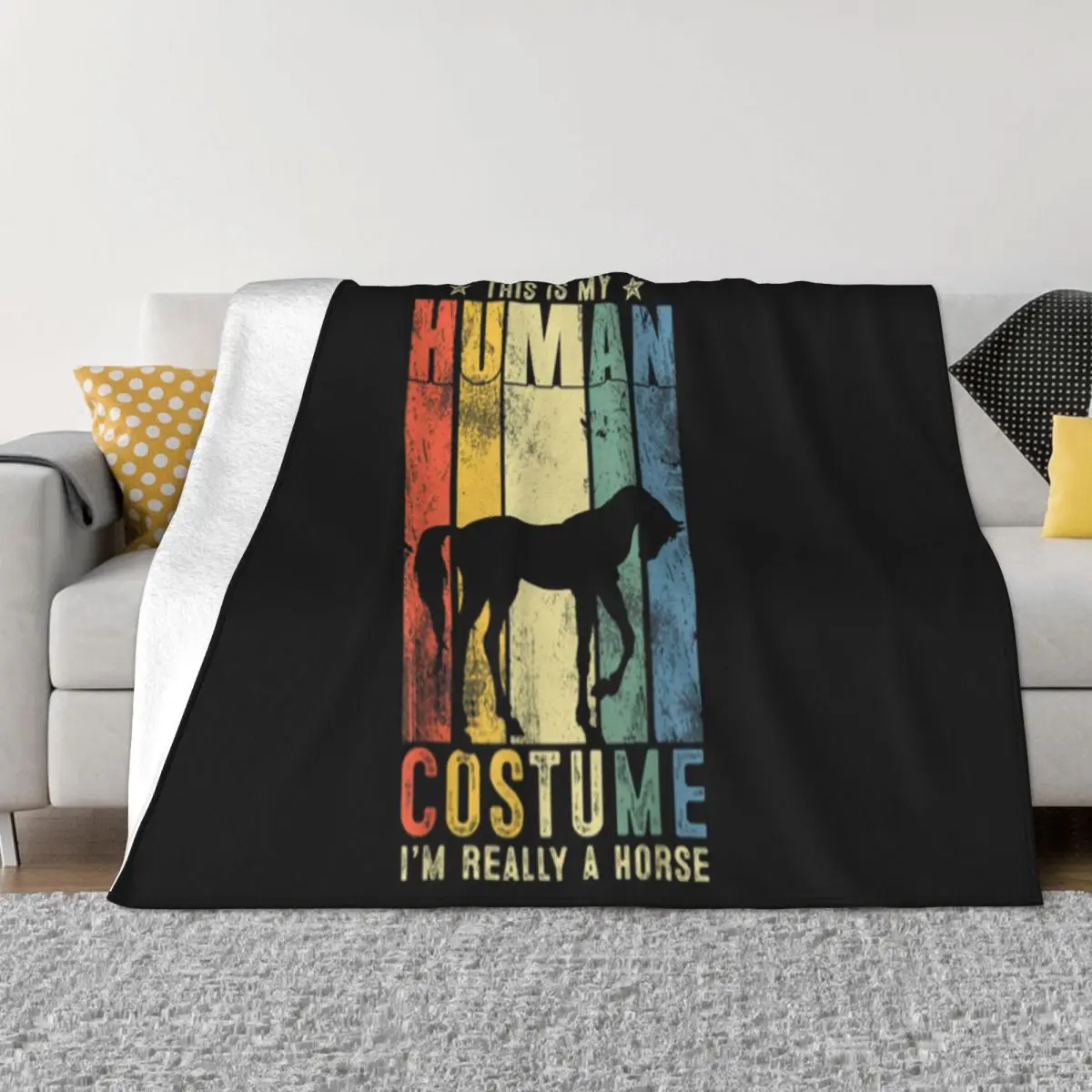 Hot This Is My Human Costume A Horse Halloween Top Steampunk Pop Tops Family Cheap Sale Funny Throw Blanket