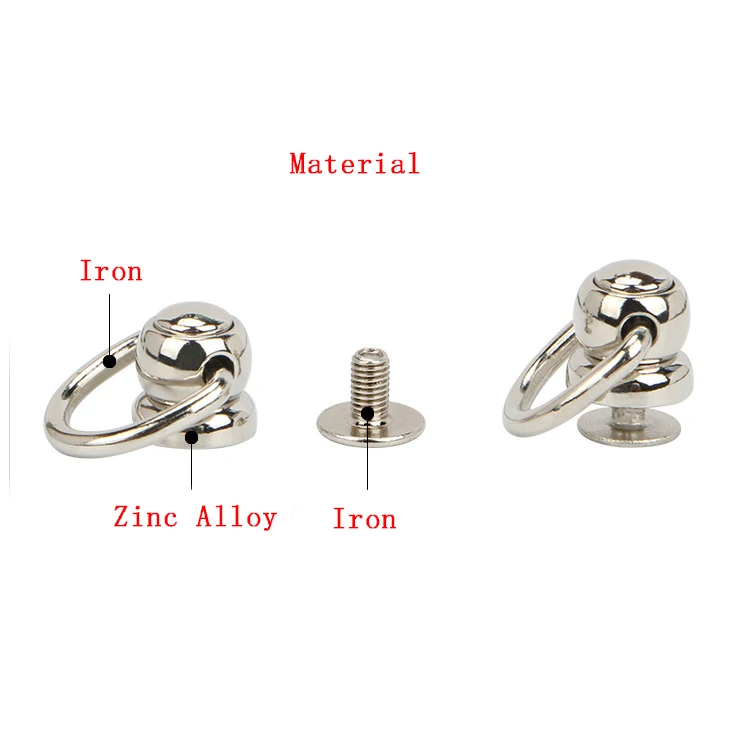 10 مجموعات من سبائك الزنك الكرة ترصيع المسامير D الدائري لحقائب اليد الجلدية محفظة كروسبودي الحرفية #4