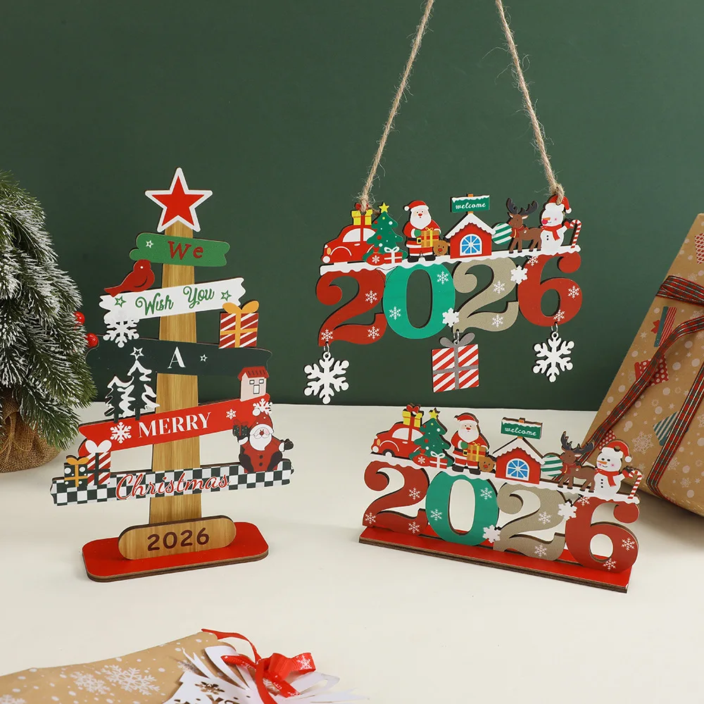 

Wooden Christmas Tree Tabletop Christmas Ornaments English Dwarf Santa Snowman Wooden Ornaments Christmas Decoration 2025