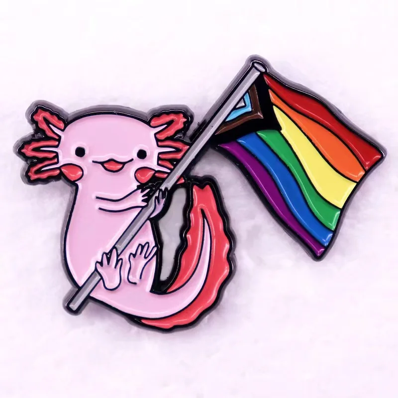 Cartoon Cute Axolotl Enamel Pin Kawaii Cute Animal Badge Brooch Student School Bag Pin Unique Jewelry Accessories Gift