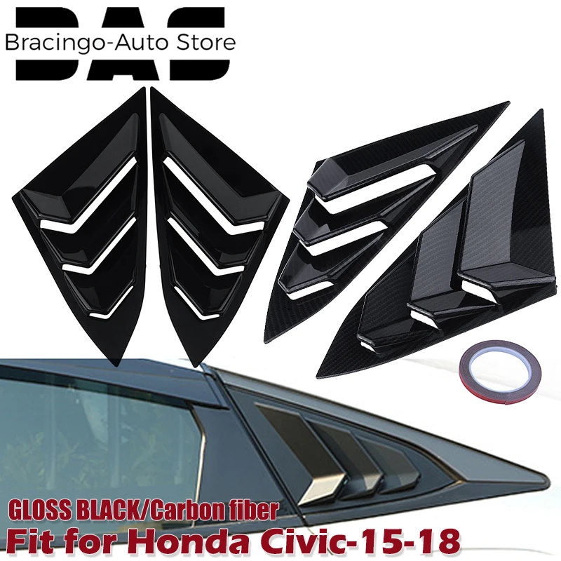 

Fit For Honda Civic 2015-2018 Rear Side Window Louvers Spoiler Panel Vent Decor Quarter Window Cover Trim Car External Parts