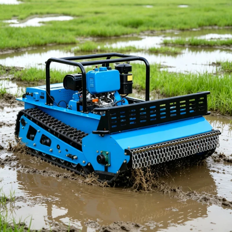 Remote Control Crawler Lawn Mower Customized Diesel Powered Low Fuel Consumption Long Service Life Approved Reinforced Blades