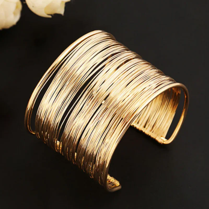 KSRA Fashion Minimalist Gold Color Open Metal Wire Style Exquisite Bracelet For Women Wedding Party Personal Jewelry