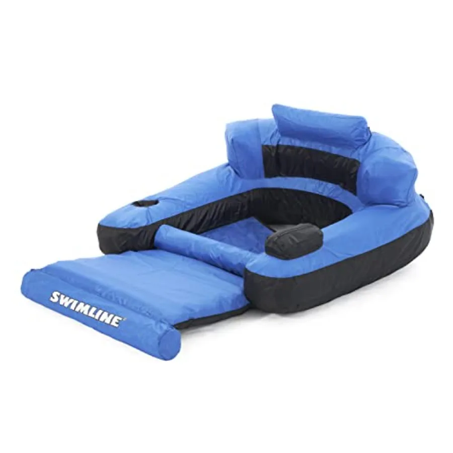 Ultimate fabric-covered lounger swimming pool float for outdoor relaxation, premium PVC material, vibrant blue color, extra-thi