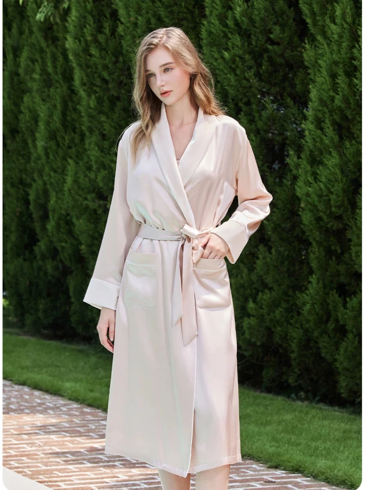 Luxury Silk Velvet Women's Robe 19 Momme Heavyweight 100% Mulberry Silk Kimono Premium Winter Loungewear Bathrobe Sleepwear PJs