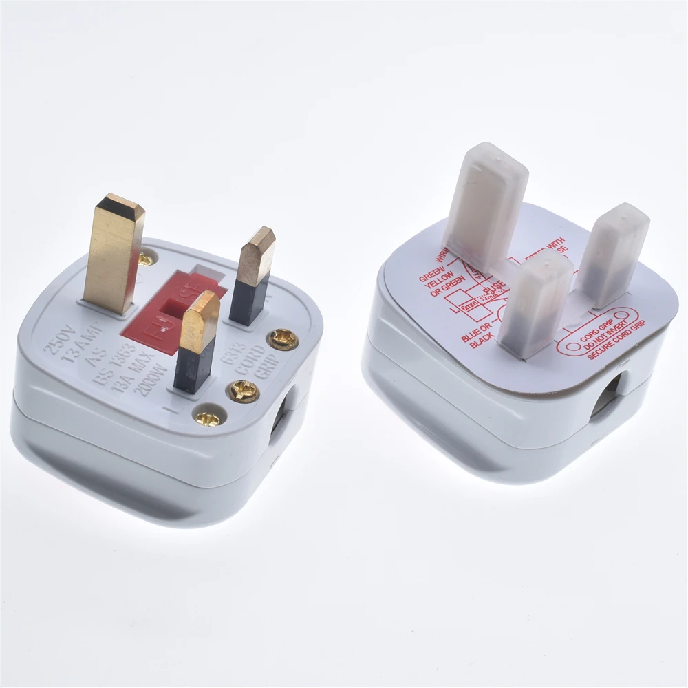 UK 13A Electrical Power Wiring Male Fused Plug Socket Independent Switch Detachable Extension Cord Connector Adapter Rewireable