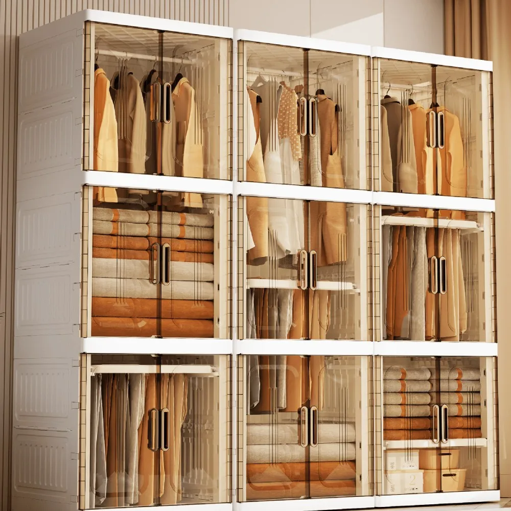 Adult hanging large clothes folding storage cabinet, multi  layer storage locker against the wall