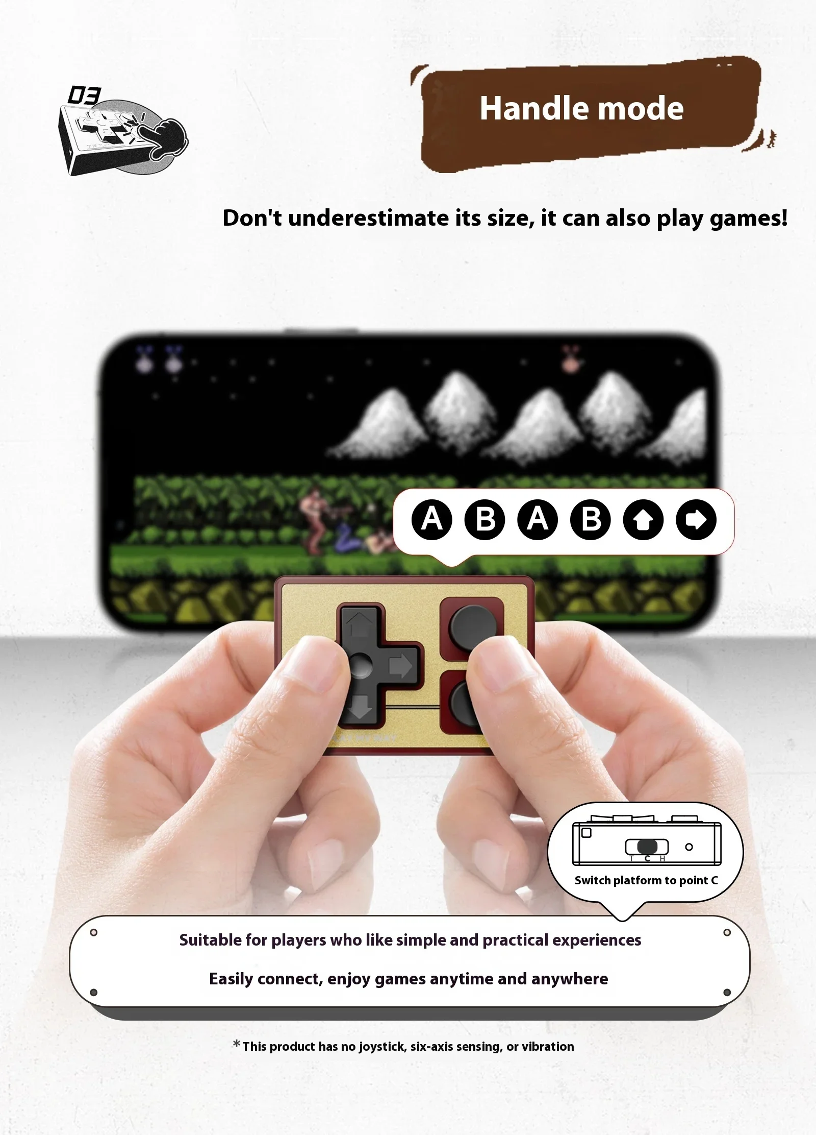 IINE Pocket Mini Controller Bluetooth Multi-Function Gamepads Joystick Short Video Remote Control مناسب لهاتف Android iPhone