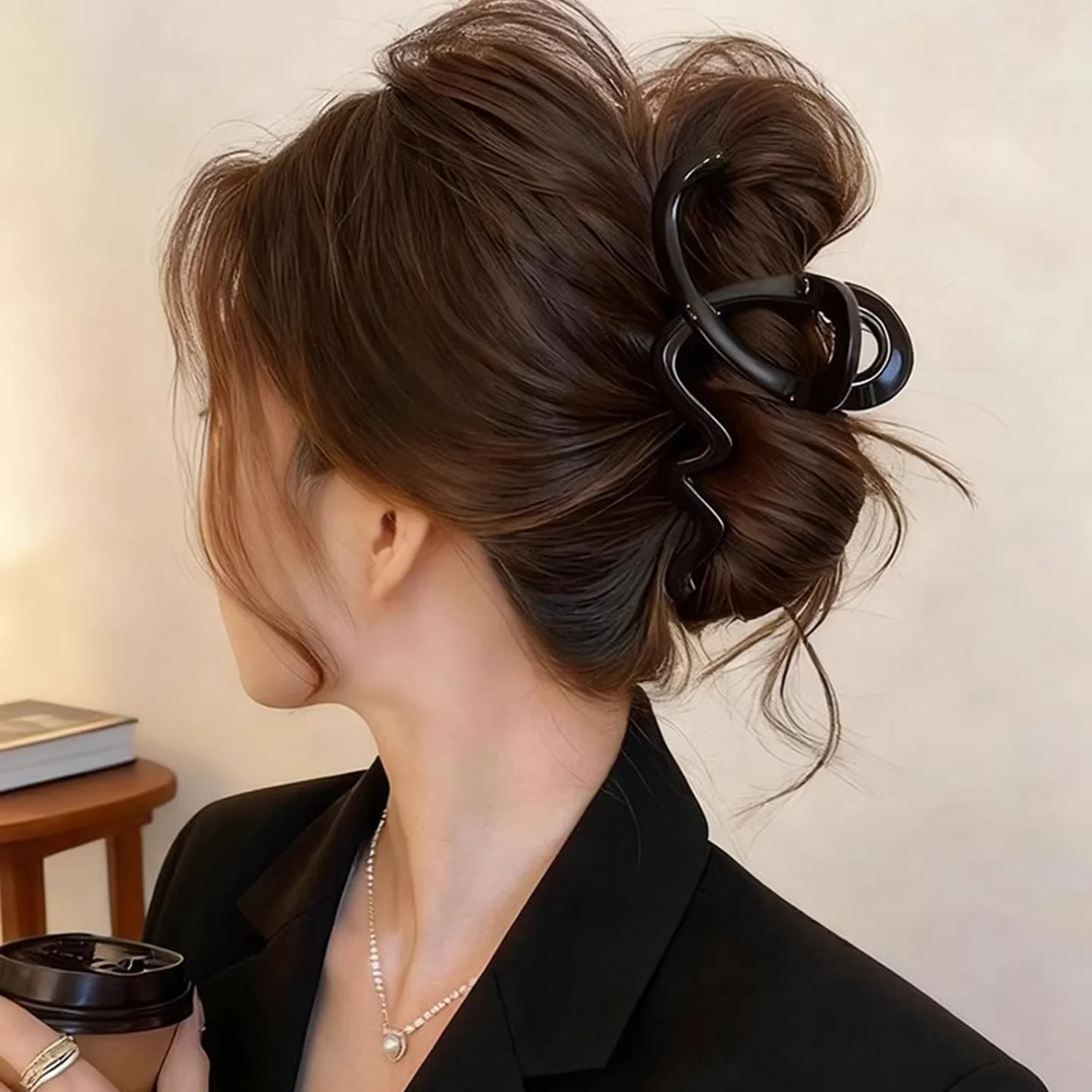 2 Stück/Set Elegante, einfarbige Wellen-Haarspange aus Kunststoff für Damen und Mädchen, süße Haarspange, Haarclip, Haarnadel, Haar-Accessoires – Detail 6