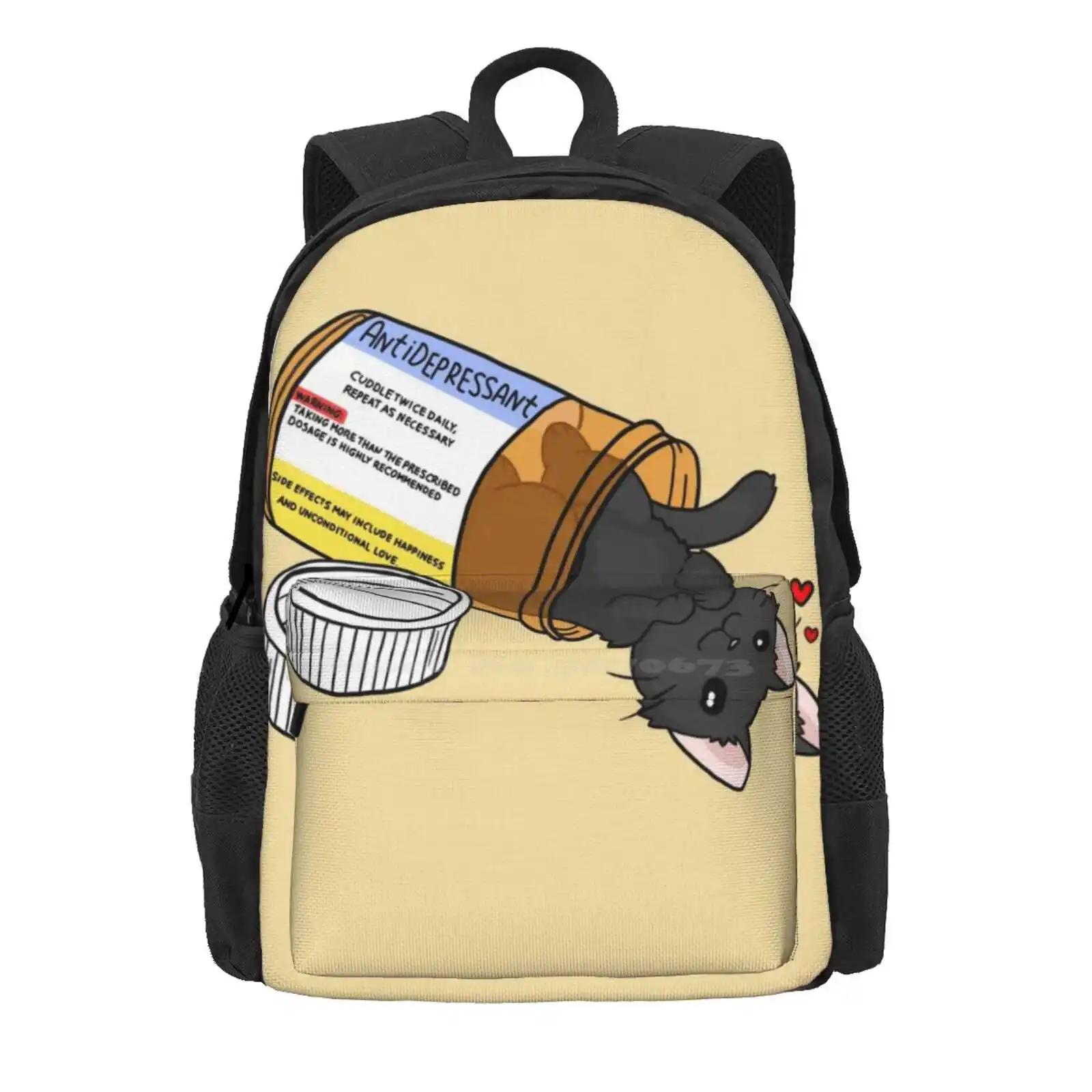 Kitty Antidepressant Love Medicine Hot Sale Schoolbag Backpack Fashion Bags Kitty Antidepressant Medicine Pill Drug Happy Cute