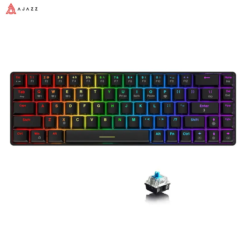 Imagem -06 - Ajazz-teclado Mecânico de Jogo sem Fio Retroiluminação Rgb Hot Swappable Bluetooth Win Mac Ios pc Laptop K685t 60