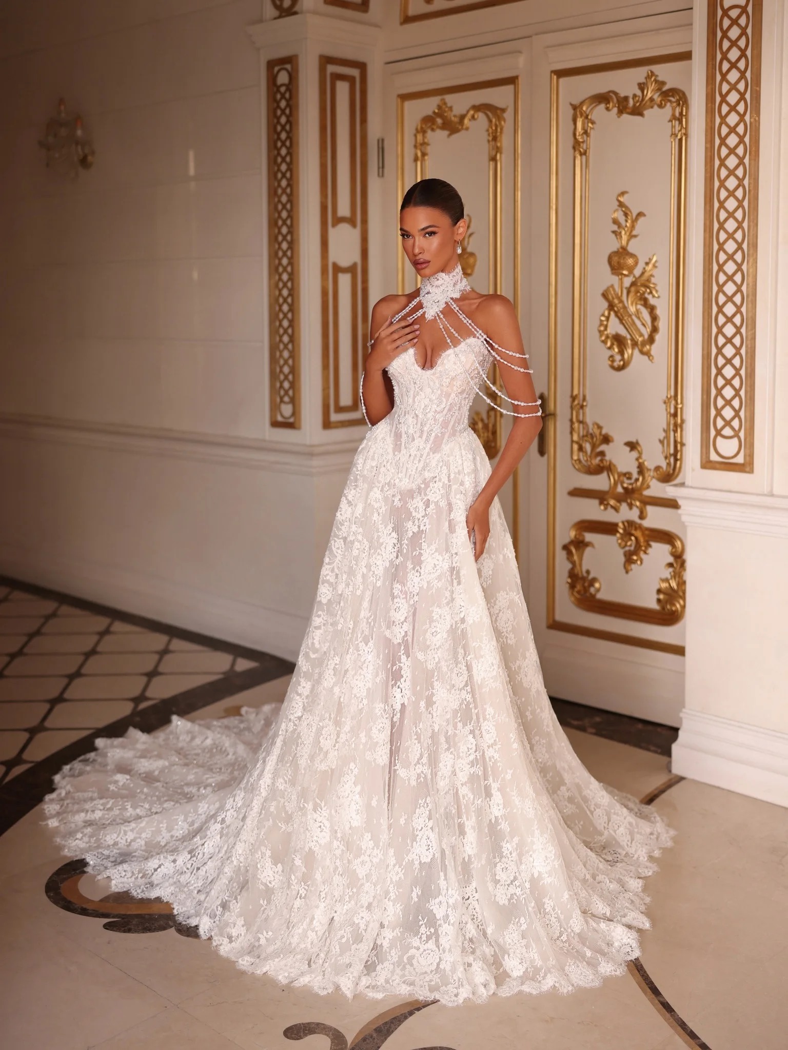 Wedding Dress Luxo Vestidos Feminino Elegante Para Casamento Basque Waist Vestido De Novia Boda Civil White A Line Lace Bridal