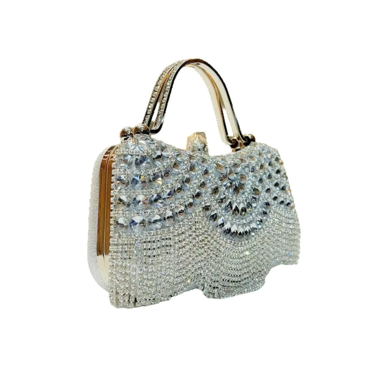 

Luxury Rhinestone Pearl Evening Clutch for Women Glamorous Stage Performance Purse Sparkly Banquet Dinner Shoulder Messenger Bag