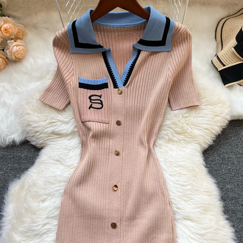 YuooMuoo Brand Fashion Summer Knitted Dress Women 2025 New Y2K Embroidery Long Bodycon Sweater Dress Streetwear Lady Vestidos