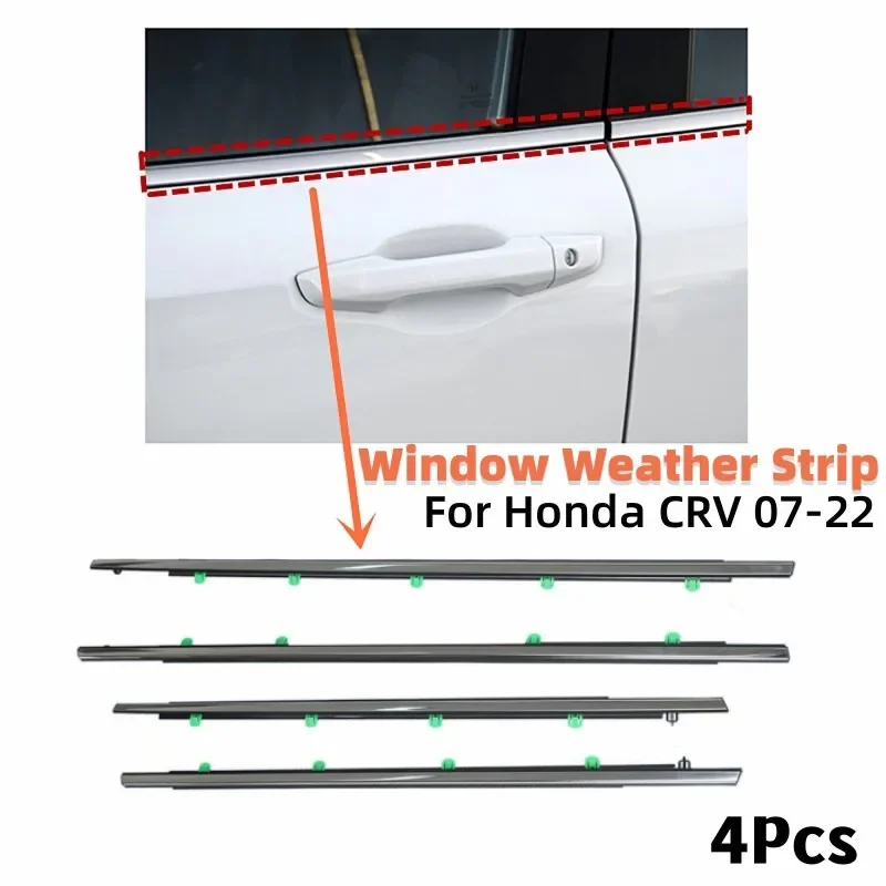 

4 Pcs/set Car Window Weather Strip Waterproof Chrome Pressure Strip Sealing Strip Auto Sill Seal Belt For Honda CRV 2007-2022