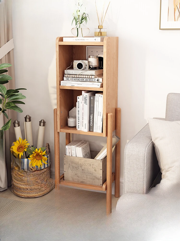 Solid wood small bookshelf, shelves, floor-to-ceiling bookcases, living room, wall-to-wall TV, sideboard, multi-layer display