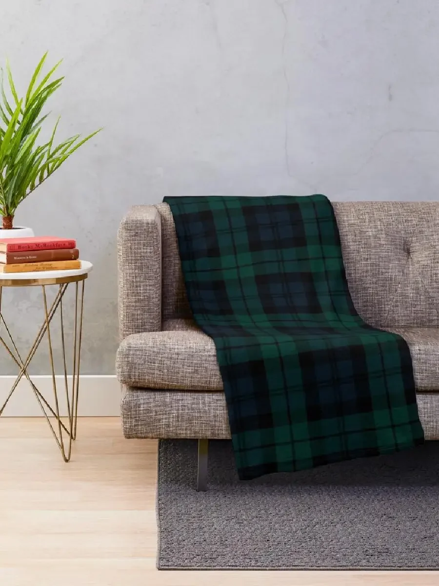 Black Watch Tartan Plaid Throw Blanket Soft Cozy Wool Blend for Sofa Bed Living Room Decor Warmth Style Home Textiles