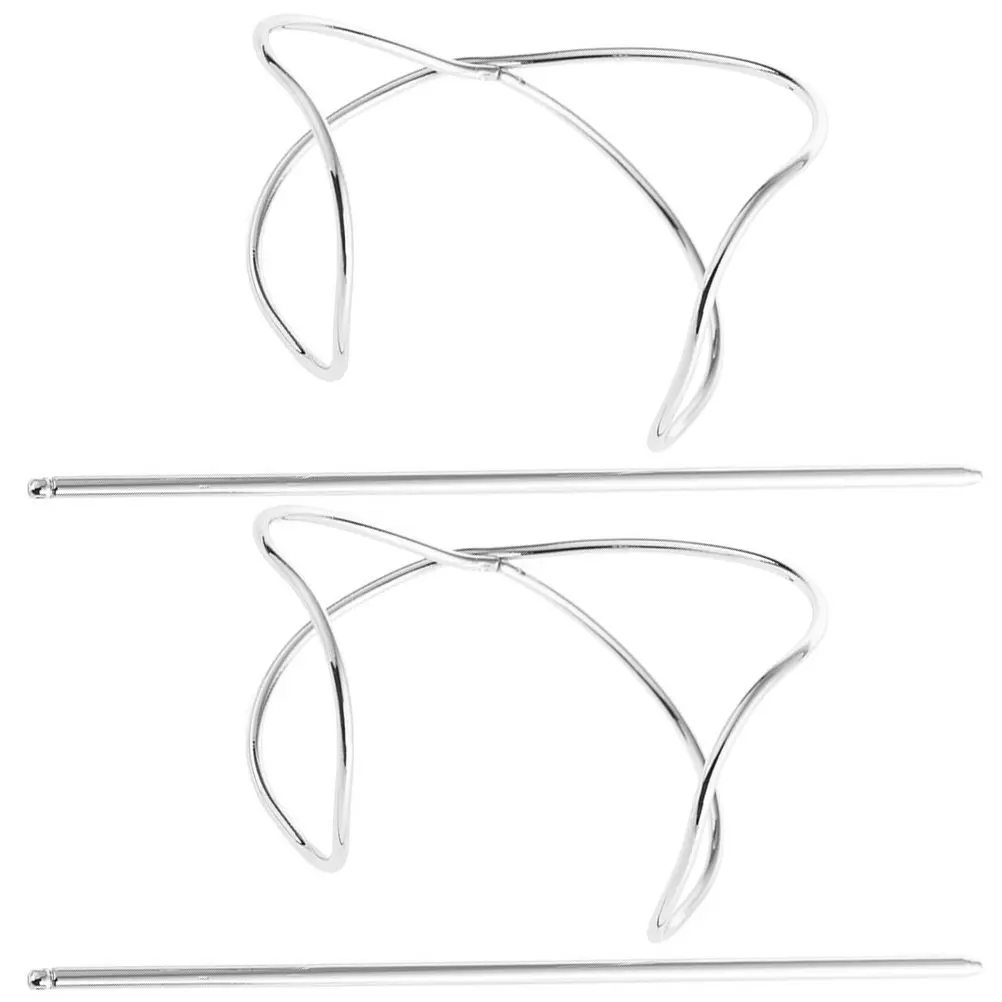 

2Pcs Hair Bun Holder Metal Hairpin with Slide Stick Classic Alloy Vintage Hair Accessories for Women Girls Updo Styling Party