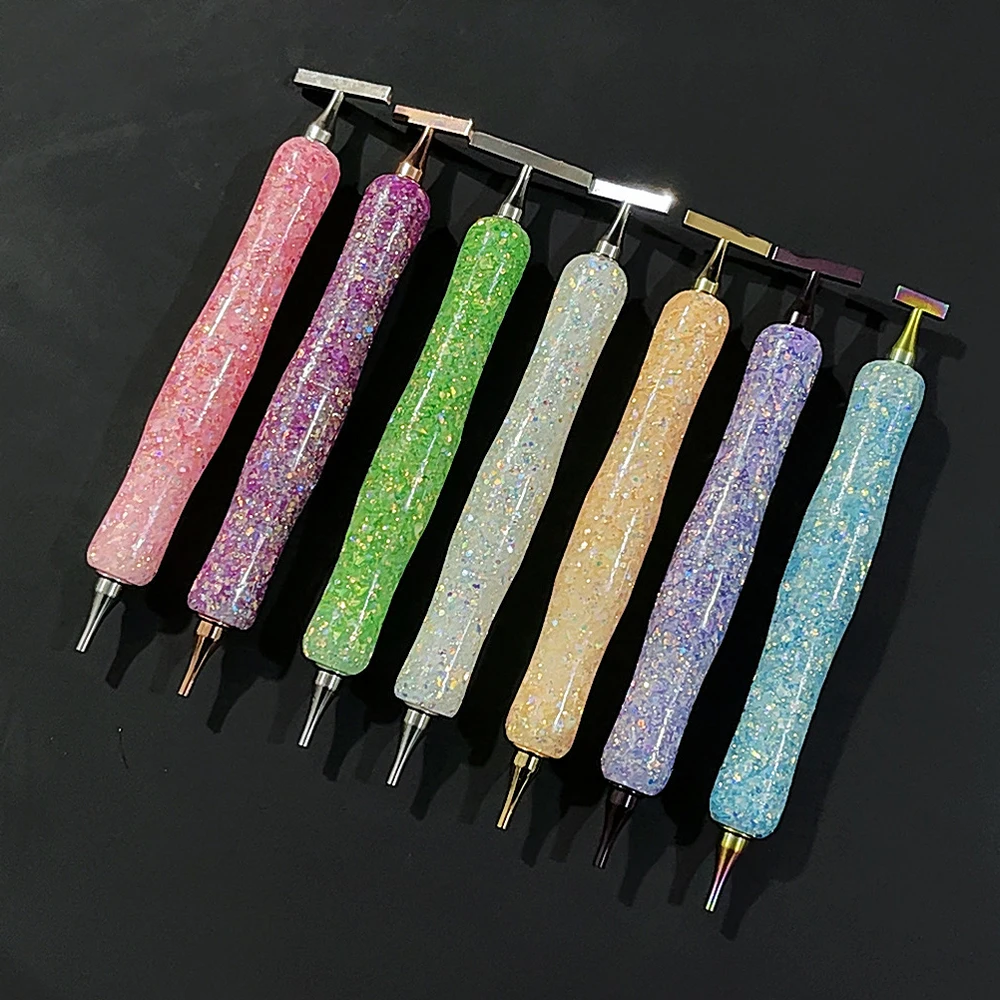 HOMFUN Shiny Diamond Painting Pen，Color Embroidery Threaded Dot Drill Tool，Metal Screw Thread Tips Accessories view 3