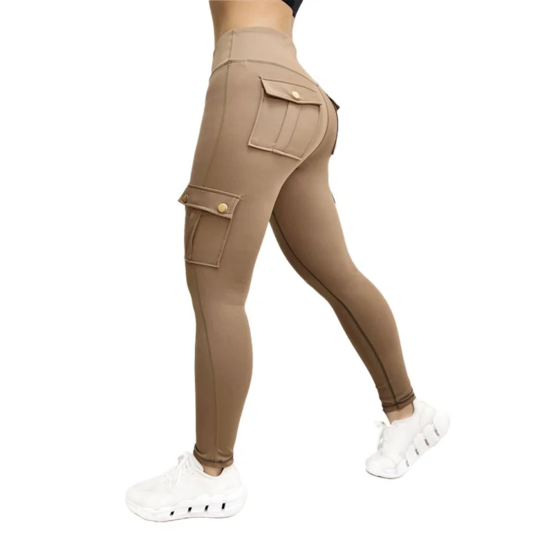 Women's Stretch Knit Cargo Pants - High Waist Belted Workwear Trousers with Utility Pockets, Black Casual Comfort