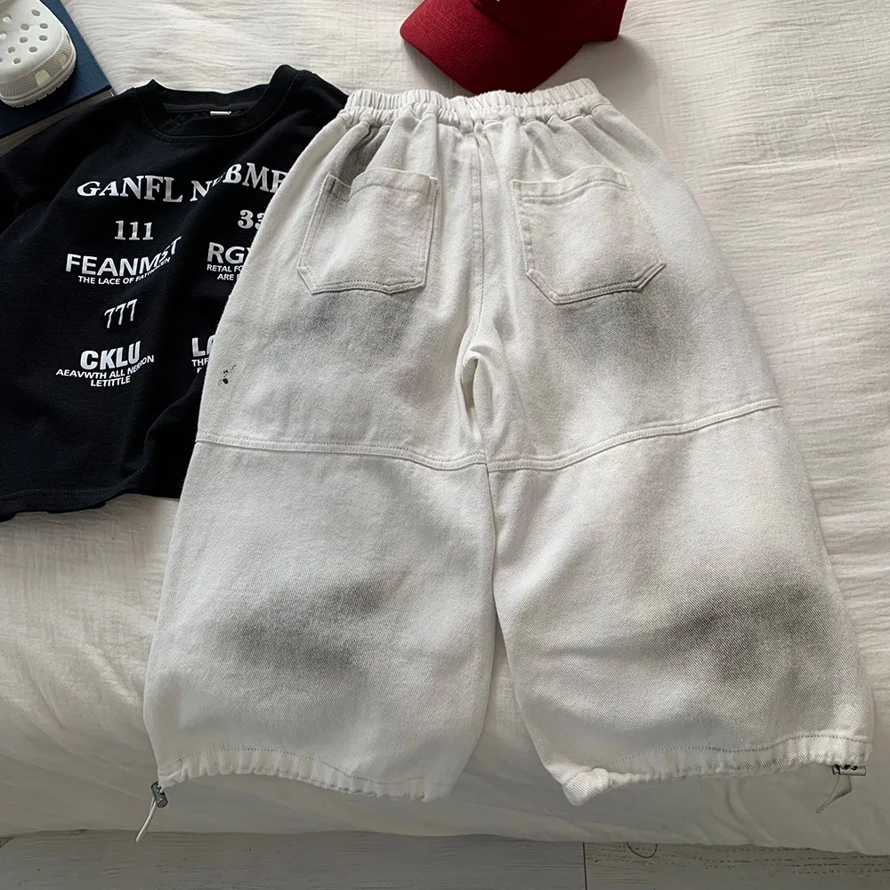 Straight-leg Pants Trendy Ink-splash Style Casual Pants Boys Grils Children Spring Autumn Fashionable All-matching Solid
