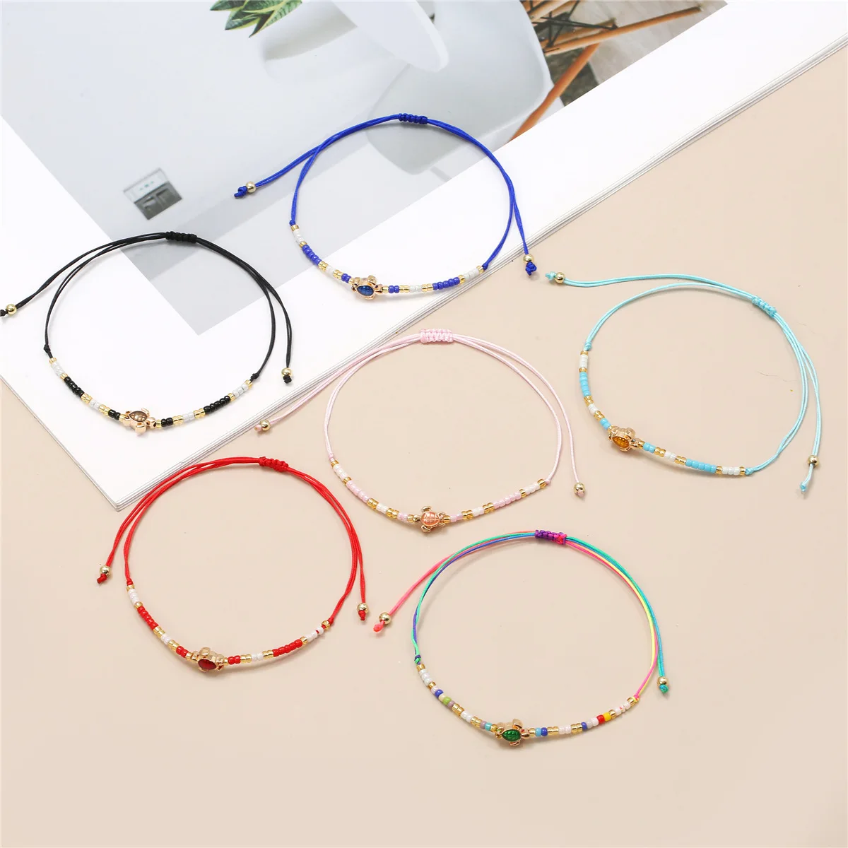 12Pcs Bohemian Rice Bead  Sea turtle Beaded Bracelet Set Is Adjustable Summer Bracelet