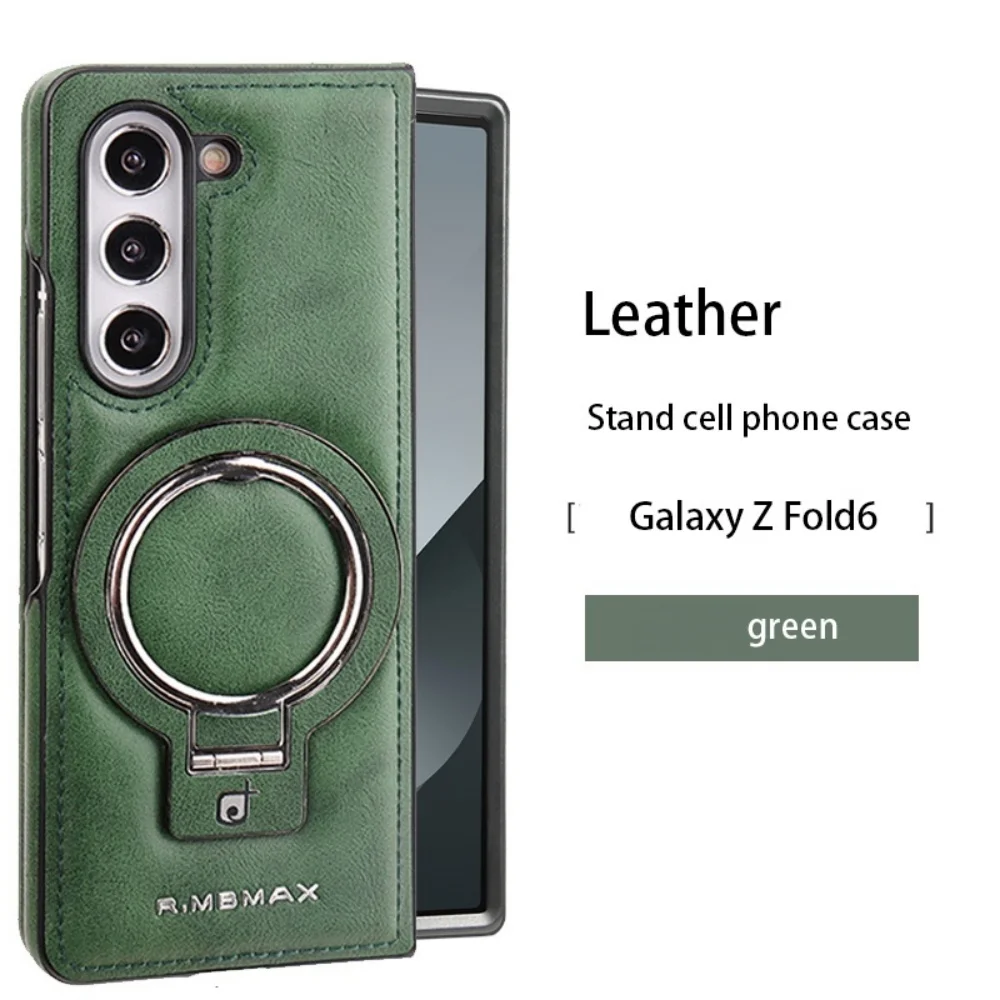 Magnetic Ring Holder Leather Case For Samsung Z Fold8 Ultra Z Fold 8 7 6 5 4 3 For Magsafe Wireless Charging Shockproof Cover