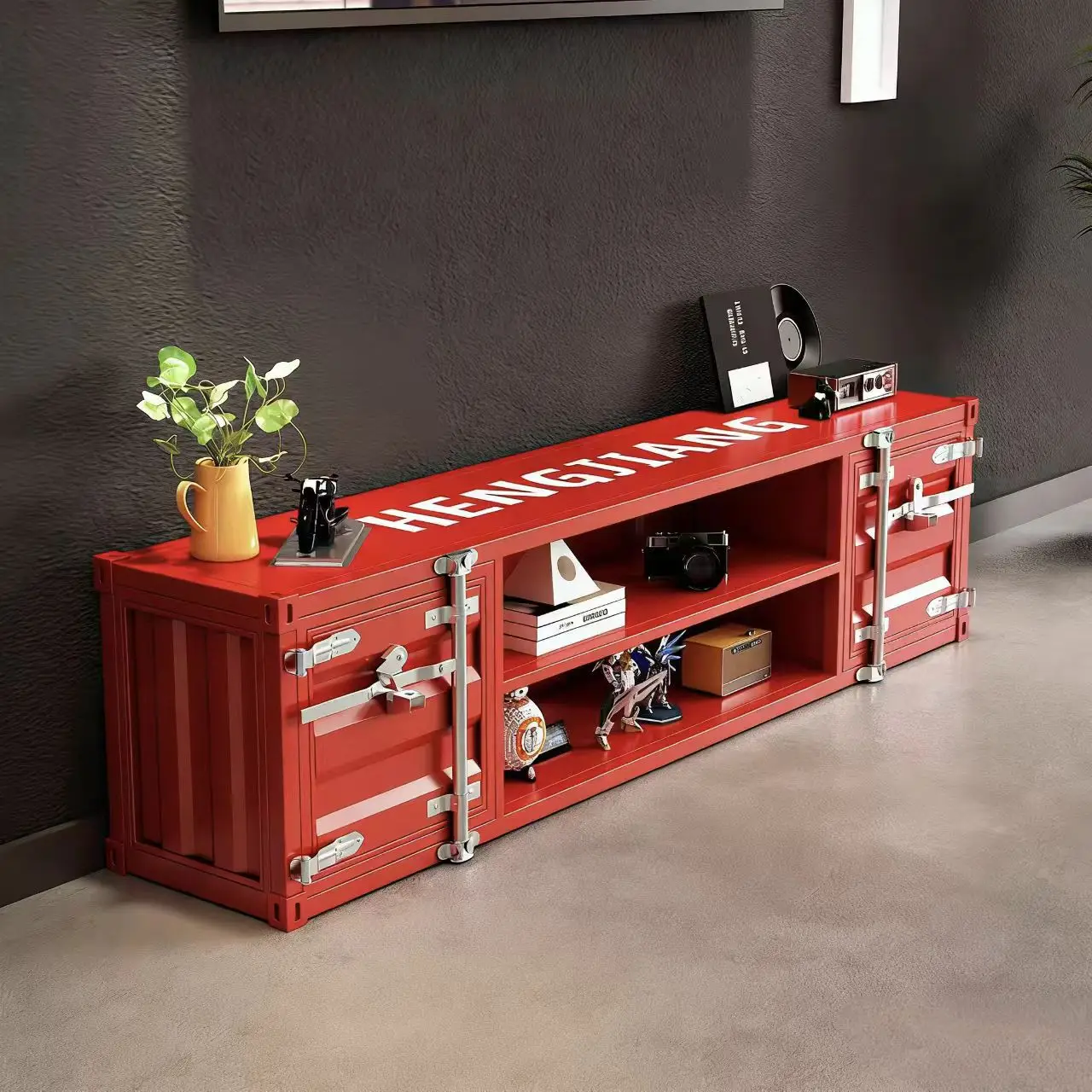 Industrial wind TV cabinet Floor-to-ceiling wrought iron container Low cabinet Game machine E-sports room American wallt Shelf