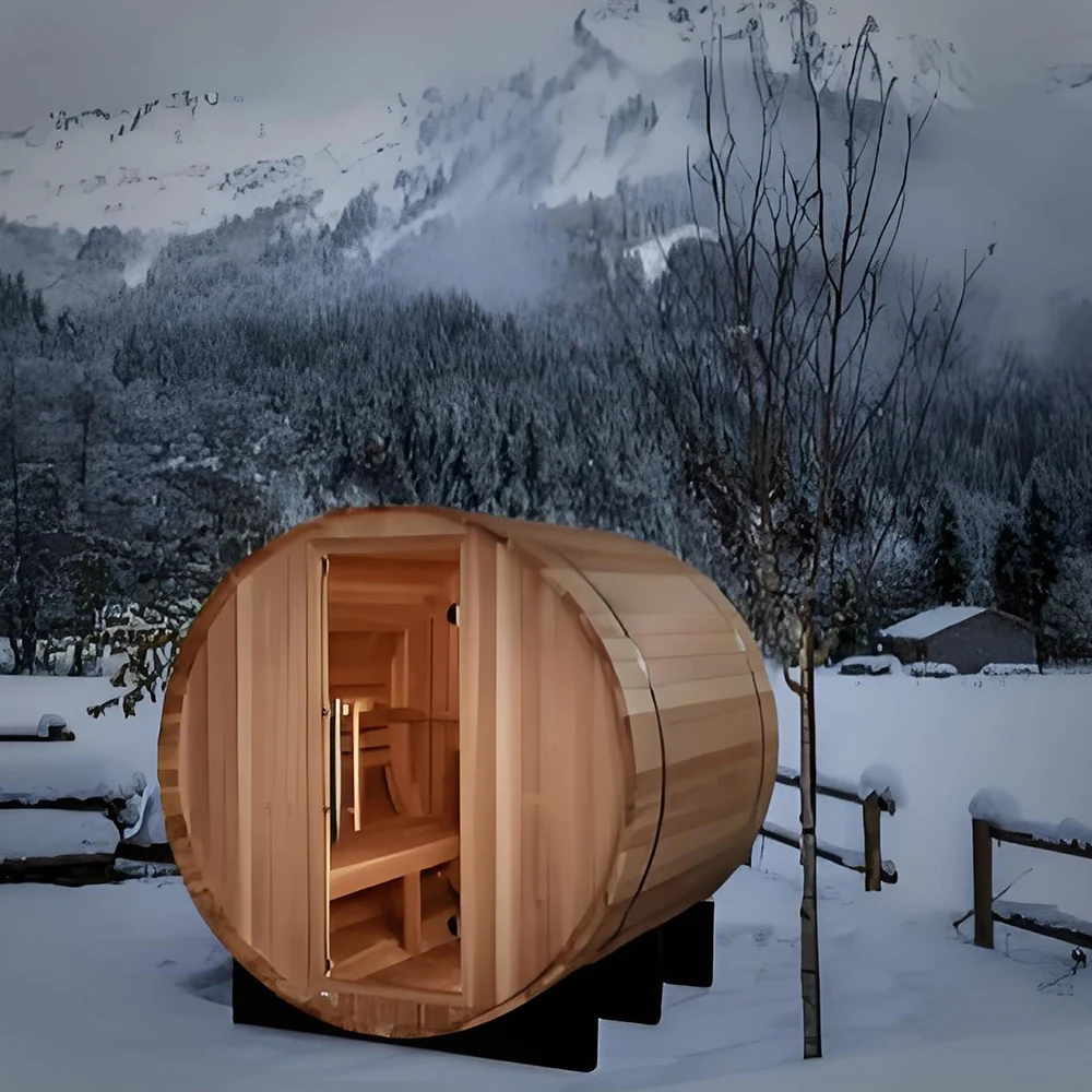 2026 Newest Wooden Outdoor Sauna Room With Panoramic Window For Gym Use Five Person Capacity 1.8x2.4m