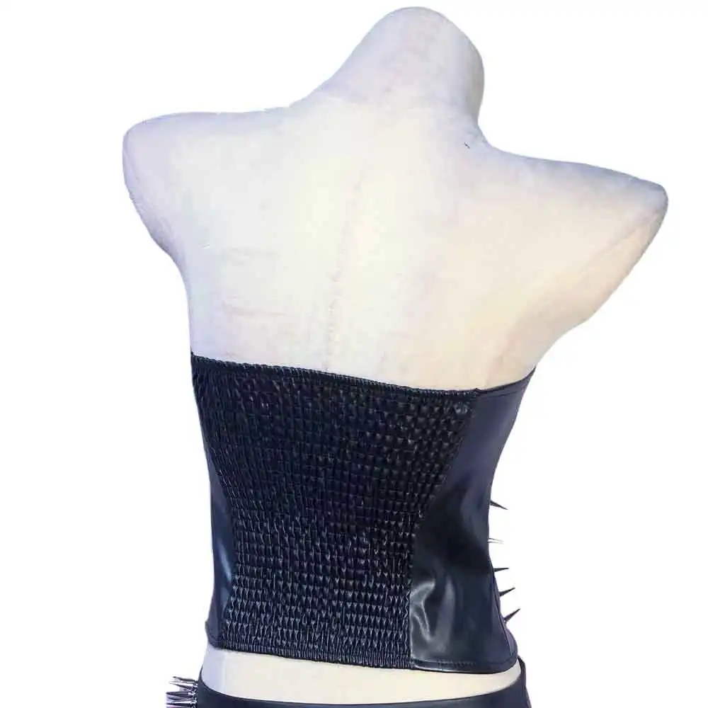 Goth Tops E-Girls Gothic Tank Cyber Spiked PU leather Black ALT with Spikes Y2K T-shirt Punk Rock Clothes Emo Clothing Grunge
