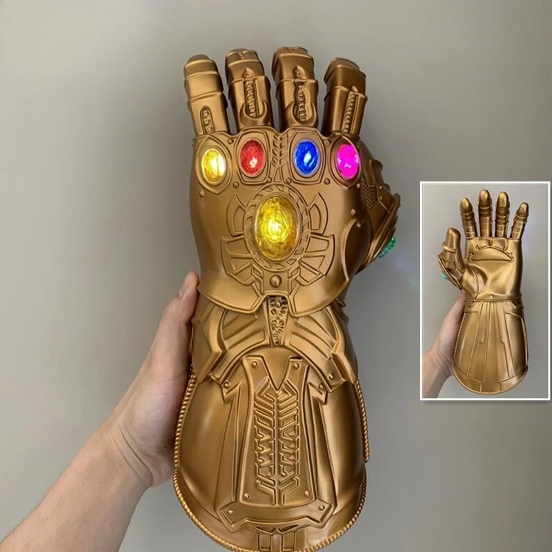 Guantelete del Infinito de guerra para Cosplay, guantes Thanos con luz LED, brazo de piedra preciosa, disfraz para niños, vestido elegante, accesorios para espectáculo en escenario de Anime, regalo