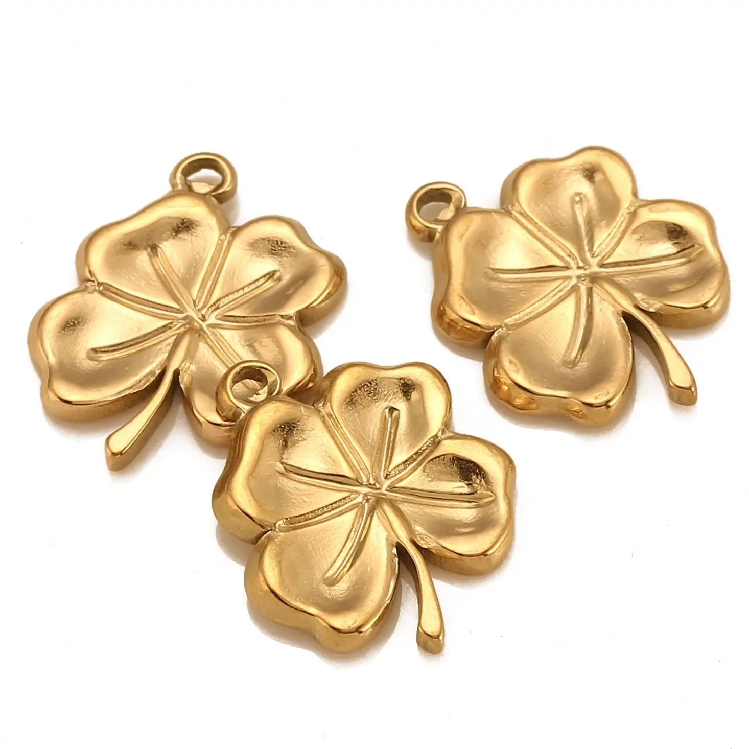 3Pcs/Lot Good Luck Charms Stainless Steel Clover Pendant Accessories for Jewelry Making Supplies DIY Bracelet Necklace Crafting